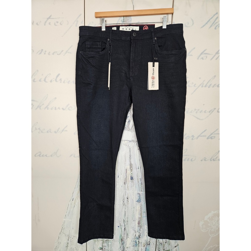 Artful Rebel Jax Slim Fit Men's Jeans 36x32 Dark Indigo Stretch Denim New